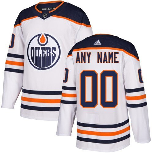 Men's Edmonton Oilers White Custom Name Number Size NHL Stitched Jersey